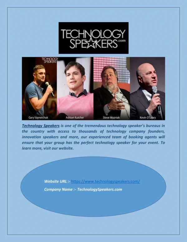 Innovative Technology Speakers - Technologyspeakers.com