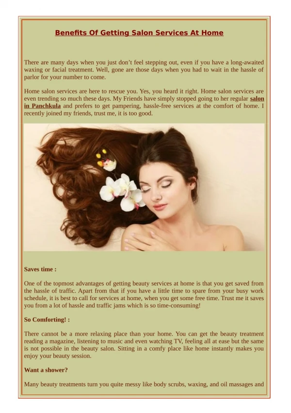 Benefits Of Getting Salon Services At Home