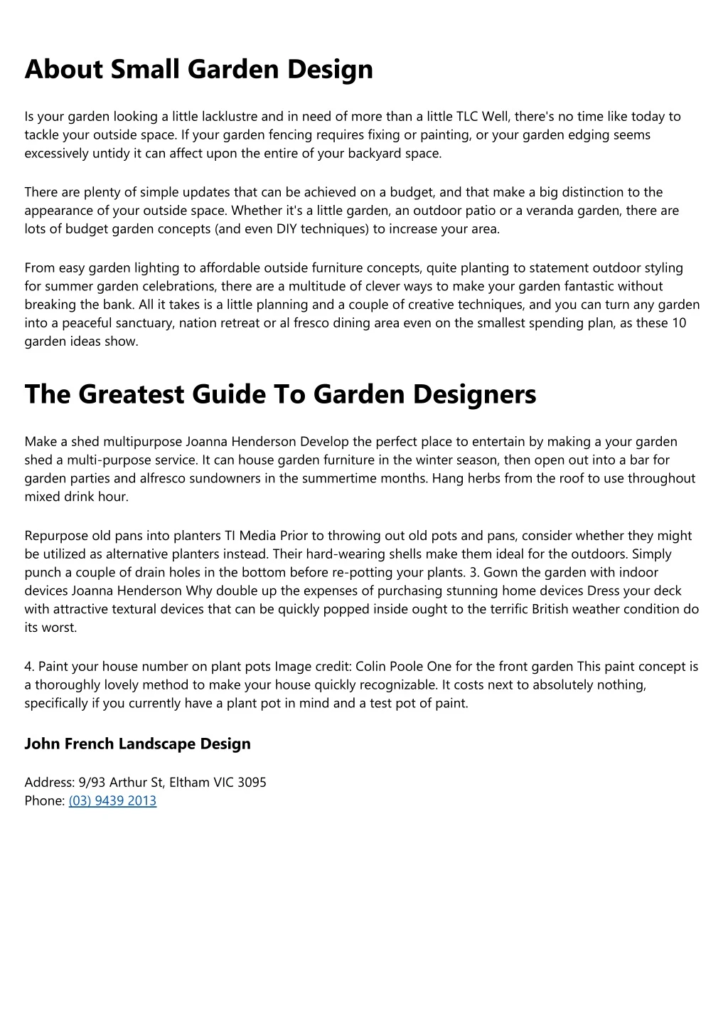 about small garden design