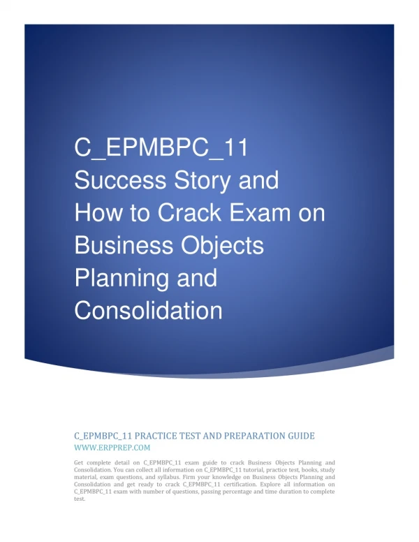 C_EPMBPC_11 Success Story and How to Crack Exam on BusinessObjects Planning and Consolidation