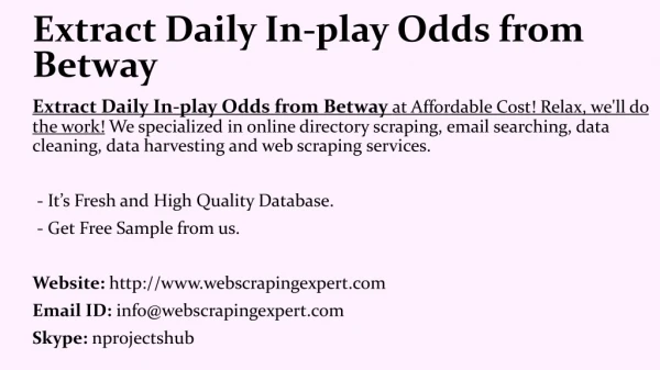 Extract Daily In-play Odds from Betway