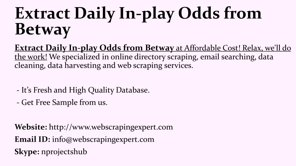 extract daily in play odds from betway