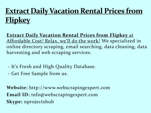 Extract Daily Vacation Rental Prices from Flipkey