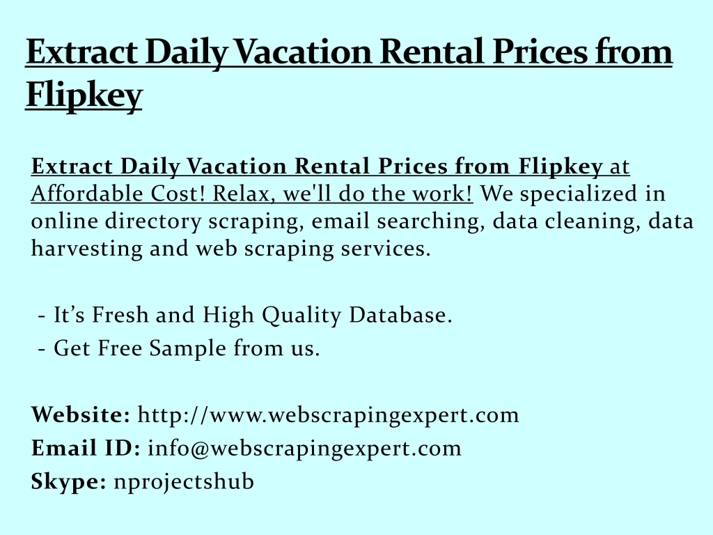 extract daily vacation rental prices from flipkey