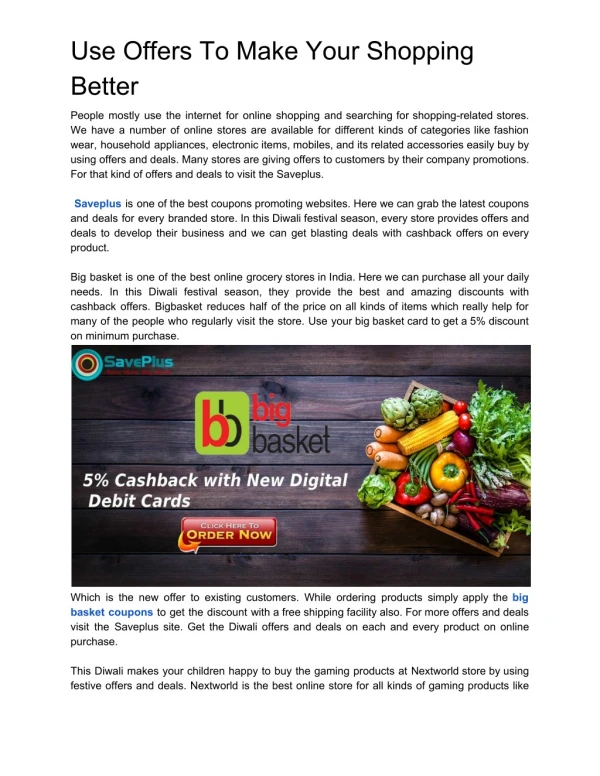 Use Offers To Make Your Shopping Better