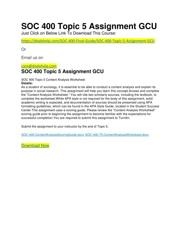 SOC 400 Topic 5 Assignment GCU