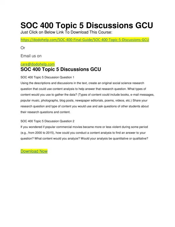 SOC 400 Topic 5 Discussions GCU