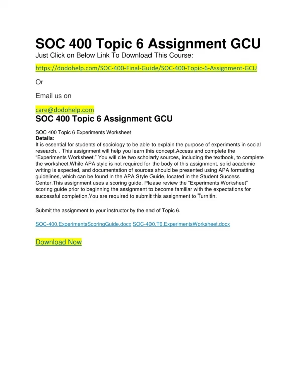 SOC 400 Topic 6 Assignment GCU