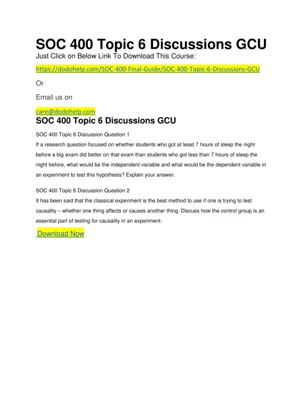 SOC 400 Topic 6 Discussions GCU