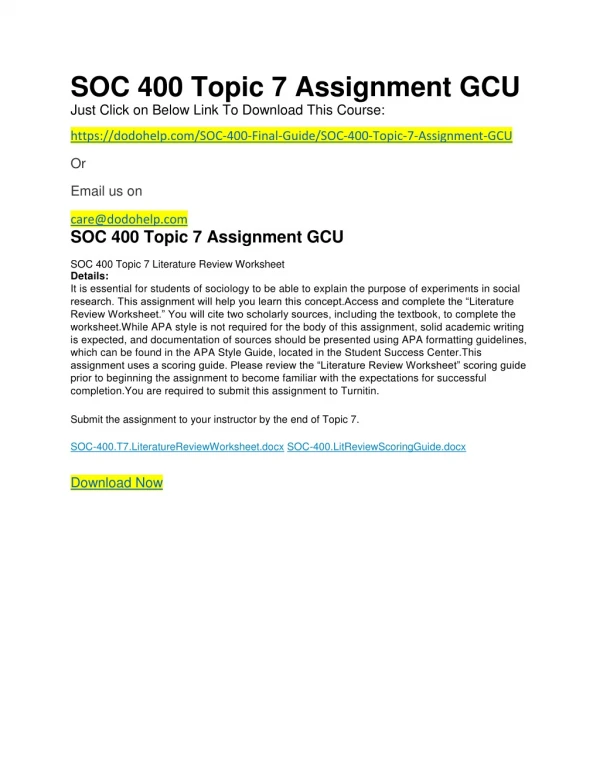 SOC 400 Topic 7 Assignment GCU