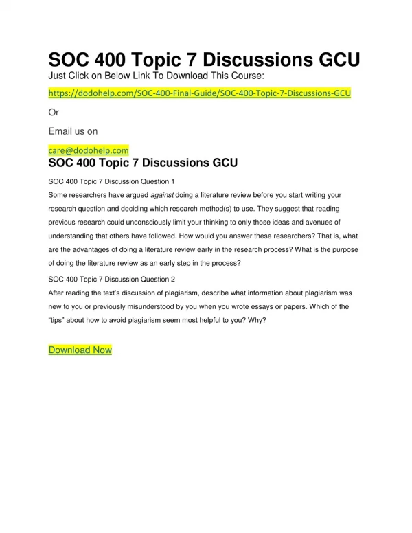 soc 400 topic 7 discussions gcu just click