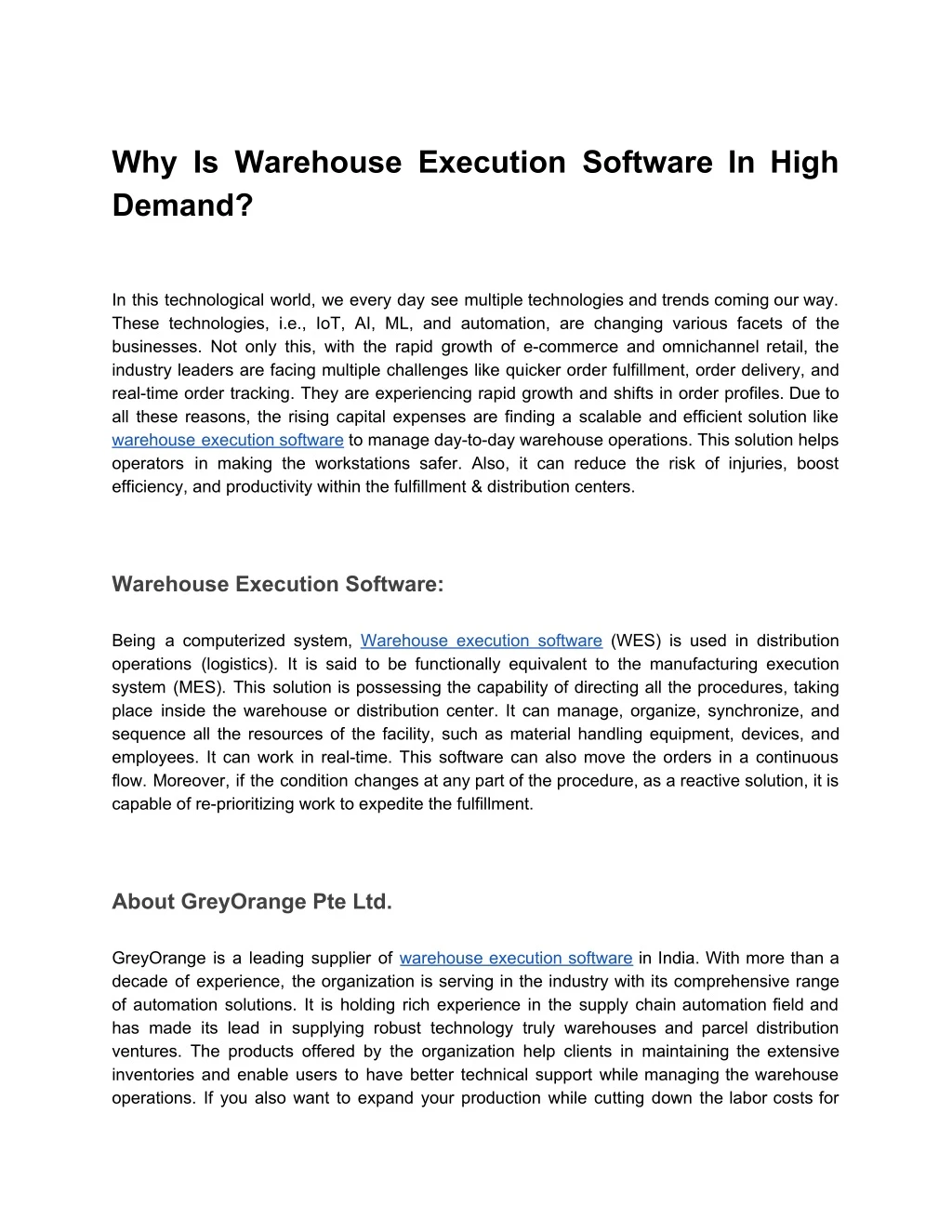 why is warehouse execution software in high demand