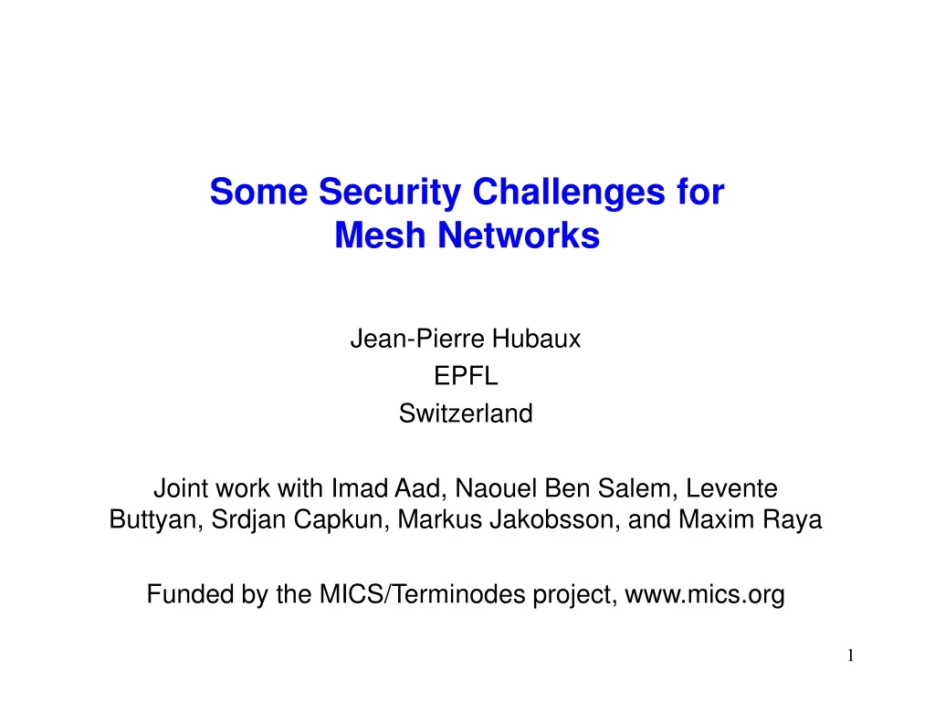 some security challenges for mesh networks