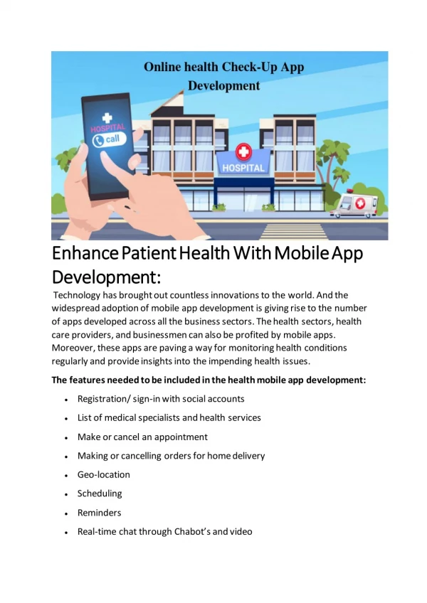 Online Health Check-Up With Mobile App Development