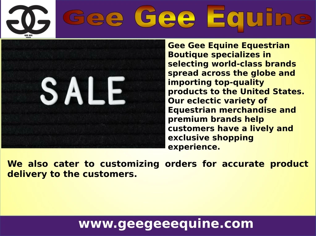 gee gee equine equestrian boutique specializes