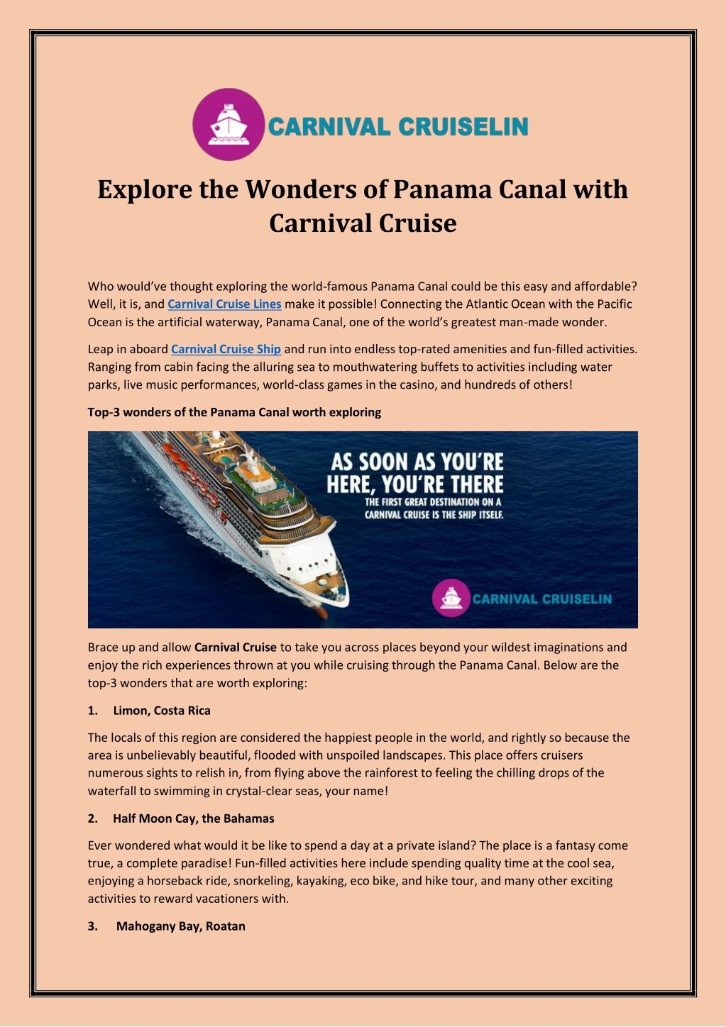 explore the wonders of panama canal with carnival