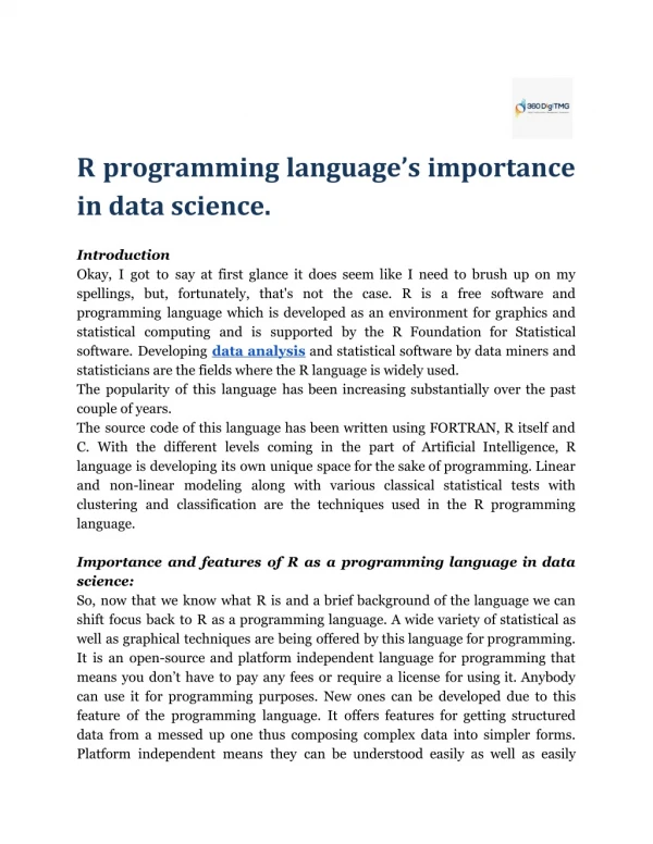 R programming language’s importance in data science.