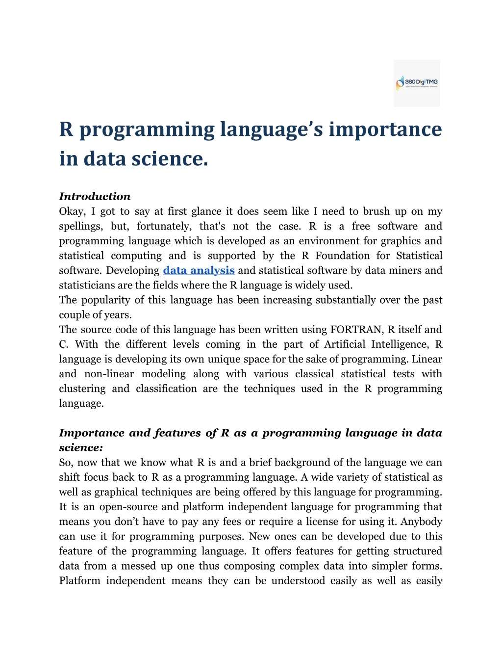 r programming language s importance in data