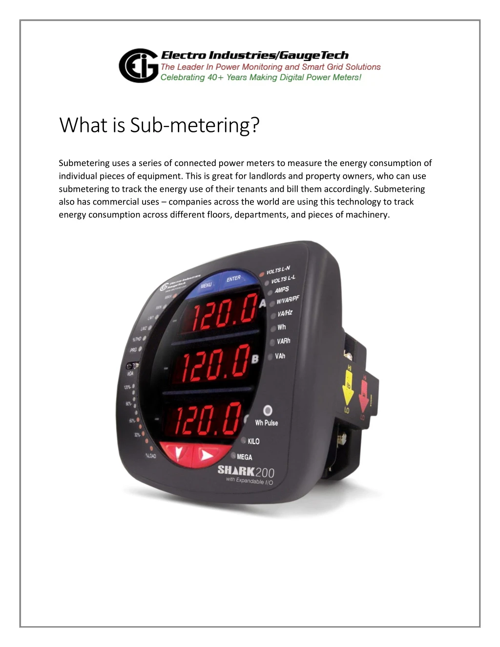 what is sub metering
