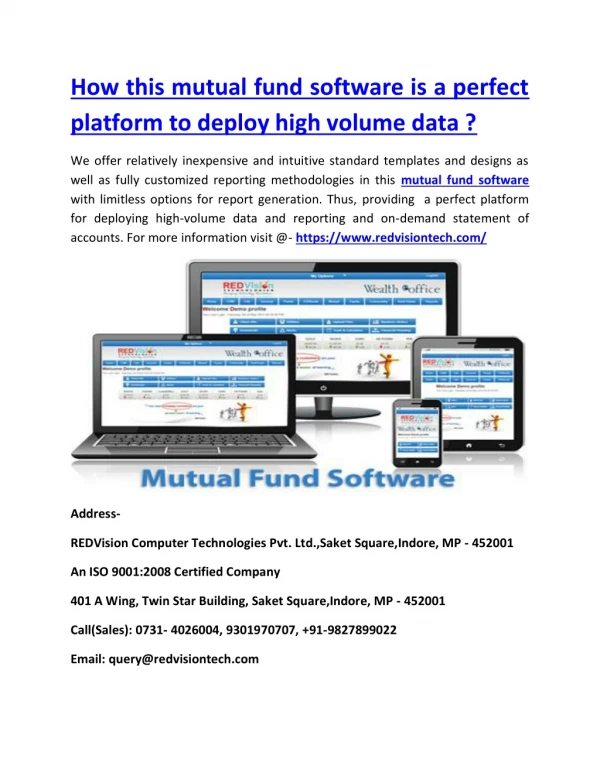 How this mutual fund software is a perfect platform to deploy high volume data ?