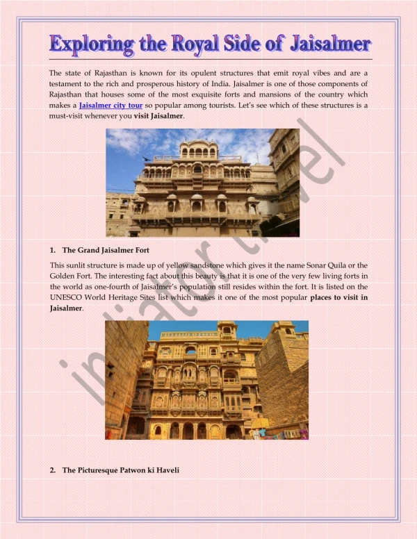 Exploring the Royal Side of Jaisalmer