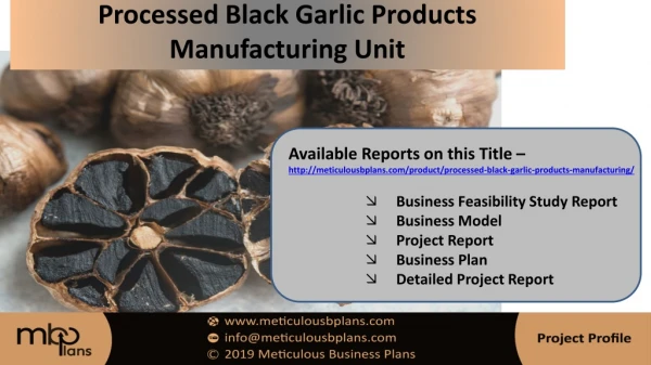 Processed Black Garlic Products Manufacturing Unit