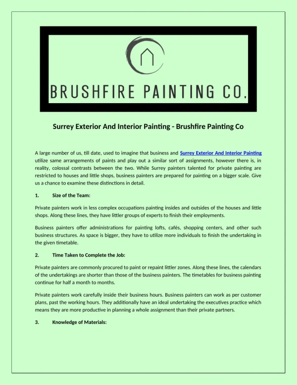 Surrey Exterior And Interior Painting - Brushfire Painting Co
