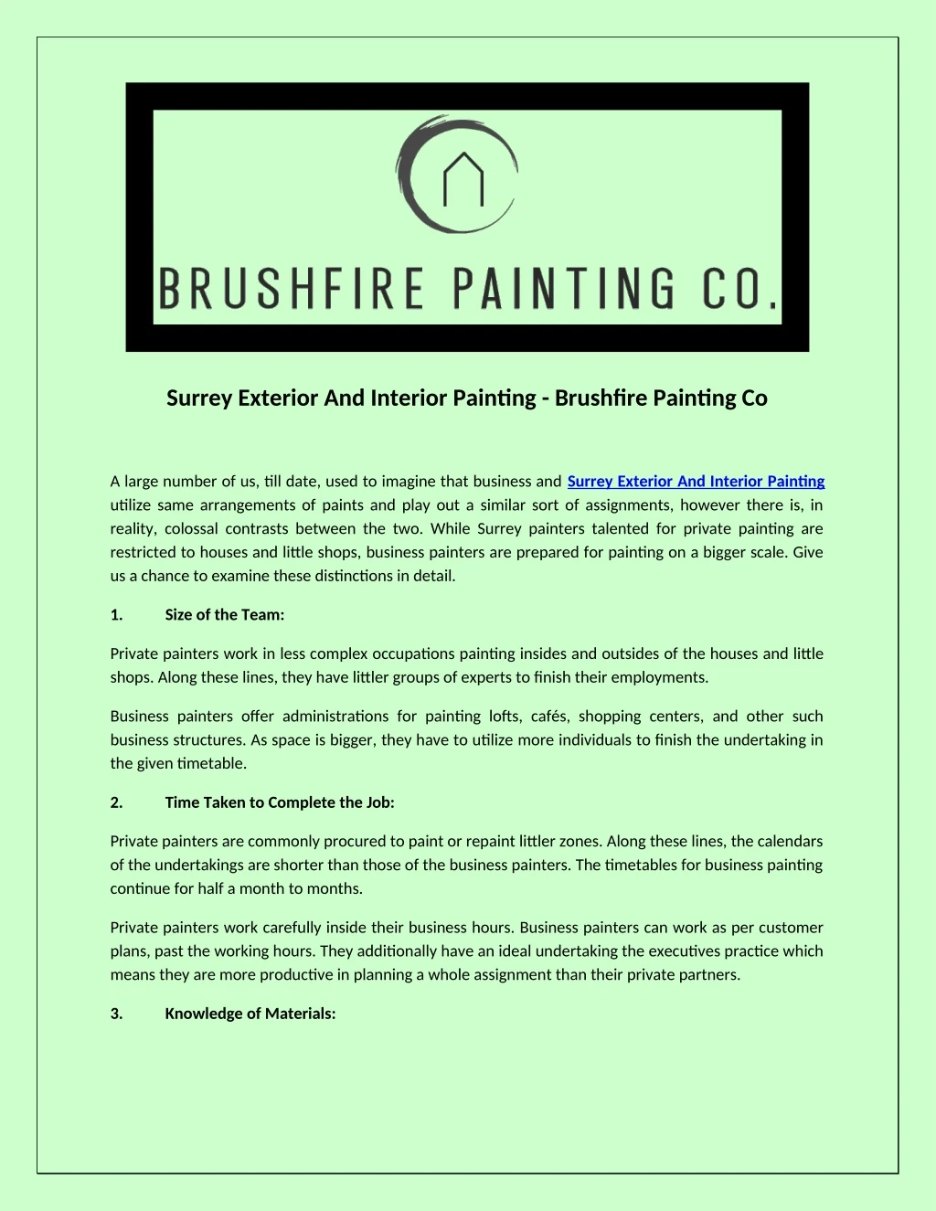 surrey exterior and interior painting brushfire
