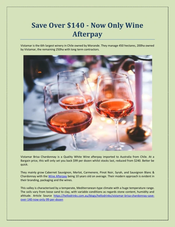 Save Over $140 - Now Only Wine Afterpay