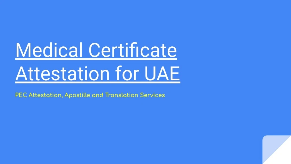medical certificate attestation for uae