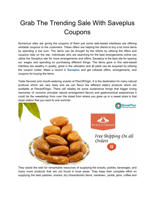 Grab The Trending Sale With Saveplus Coupons