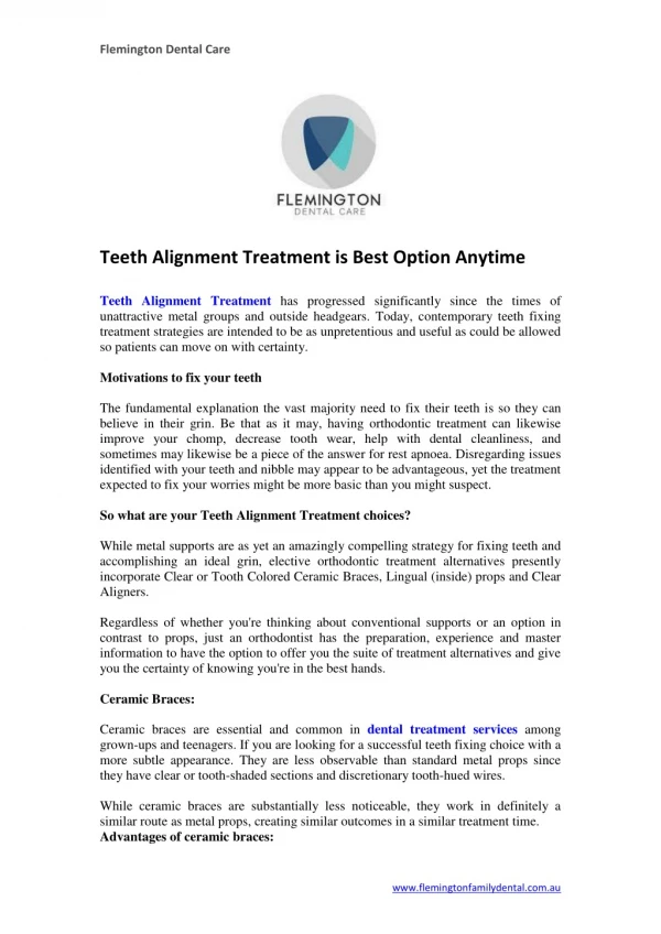 Teeth Alignment Treatment is Best Option Anytime