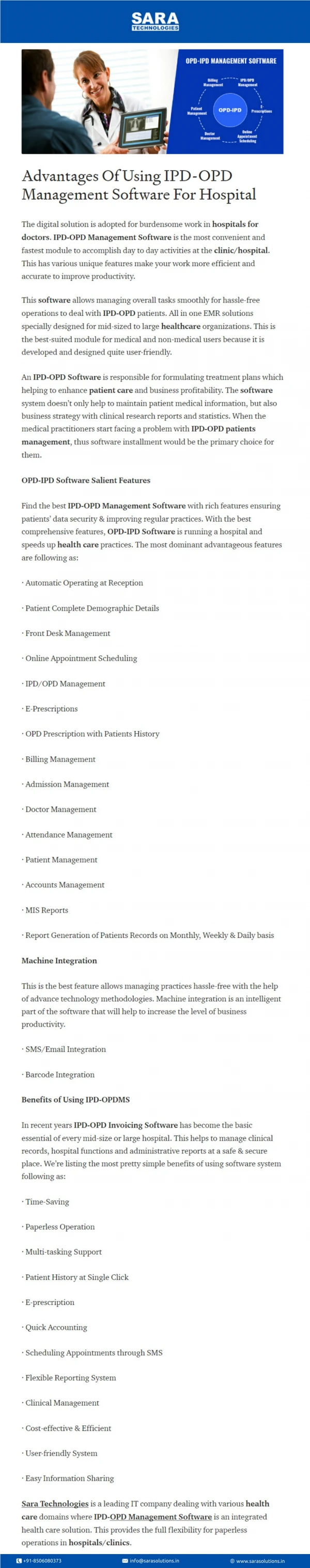 Advantages Of Using IPD-OPD Management Software For Hospital