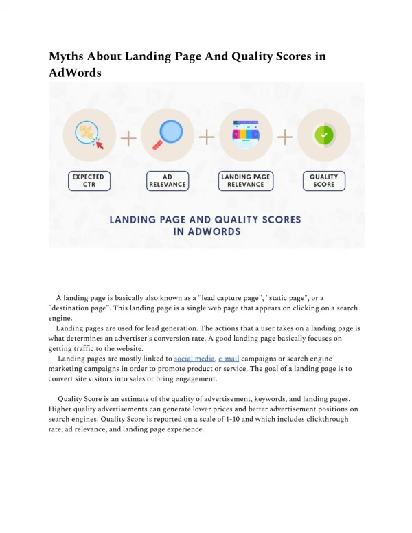 Myths About Landing Page And Quality Scores in AdWords