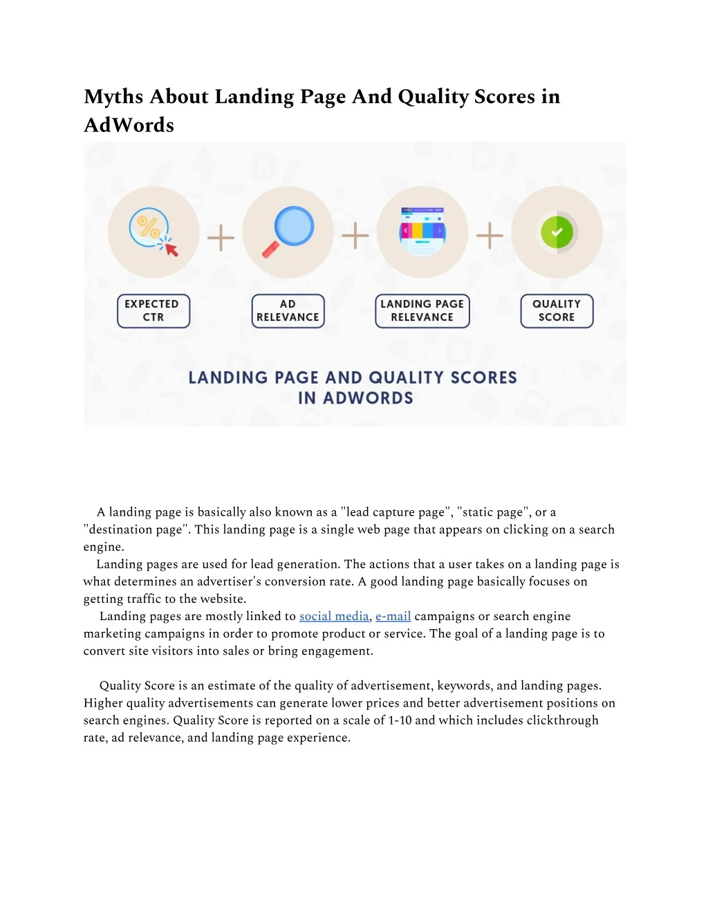 myths about landing page and quality scores