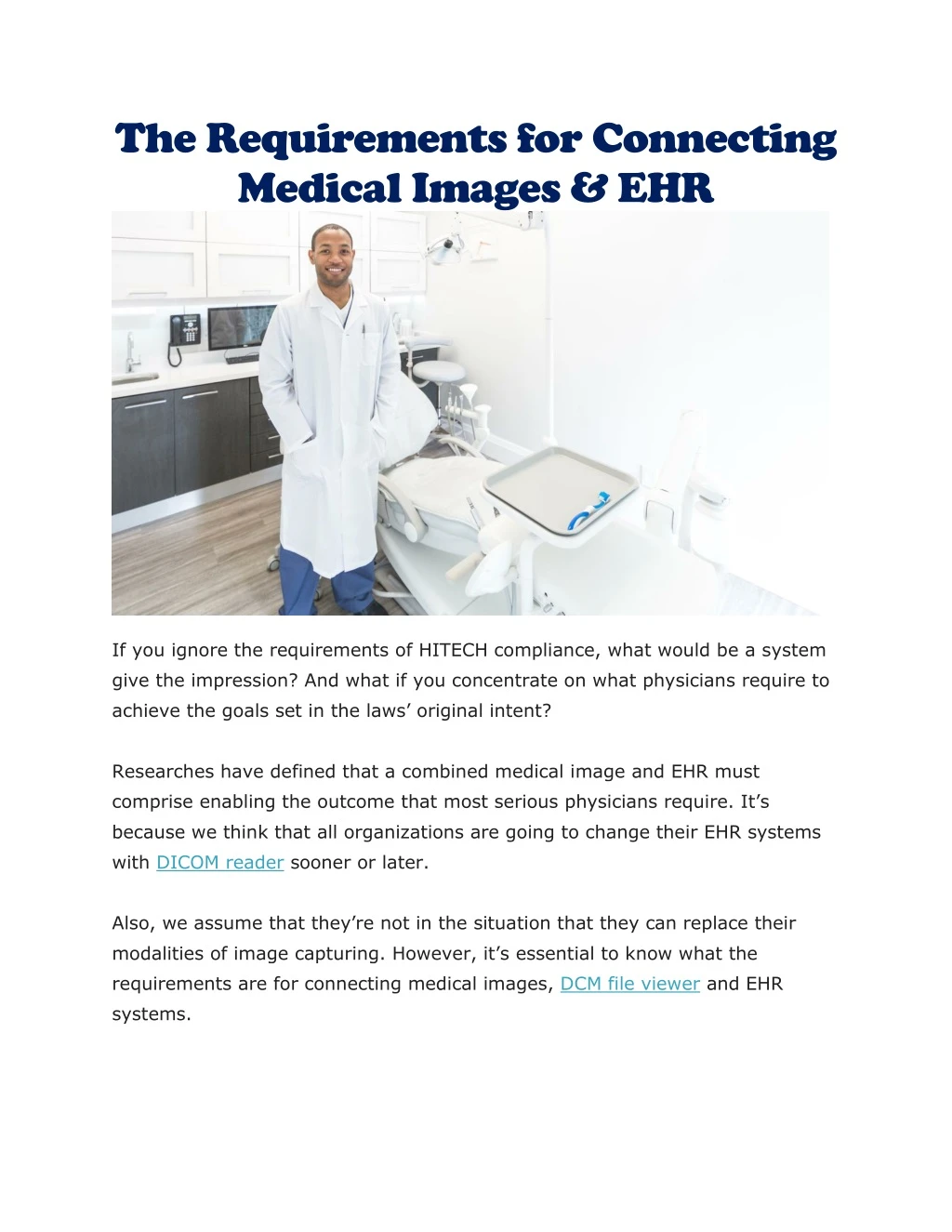 the requirements for connecting medical images ehr