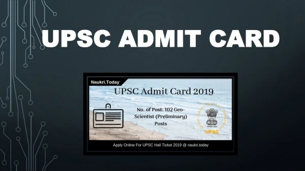 Download UPSC Admit Card 2019 102 Geo-Scientist (Preliminary) Posts