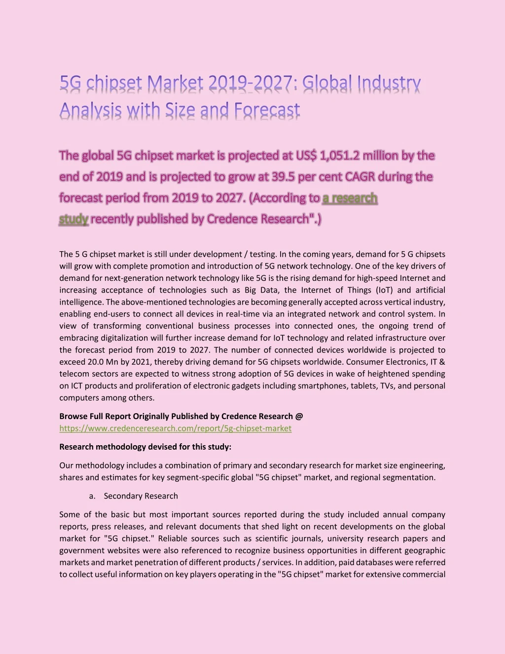 the global 5g chipset market is projected