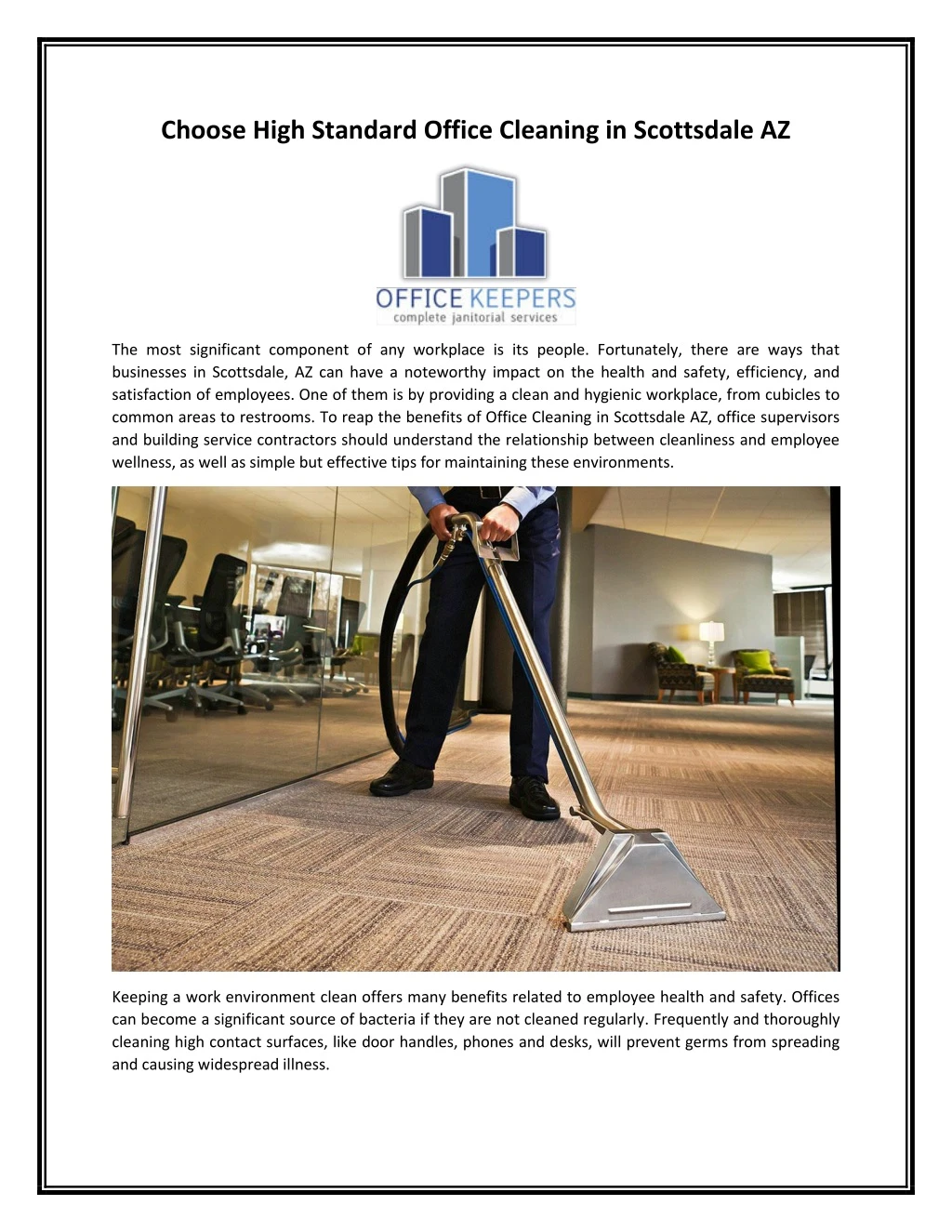 choose high standard office cleaning