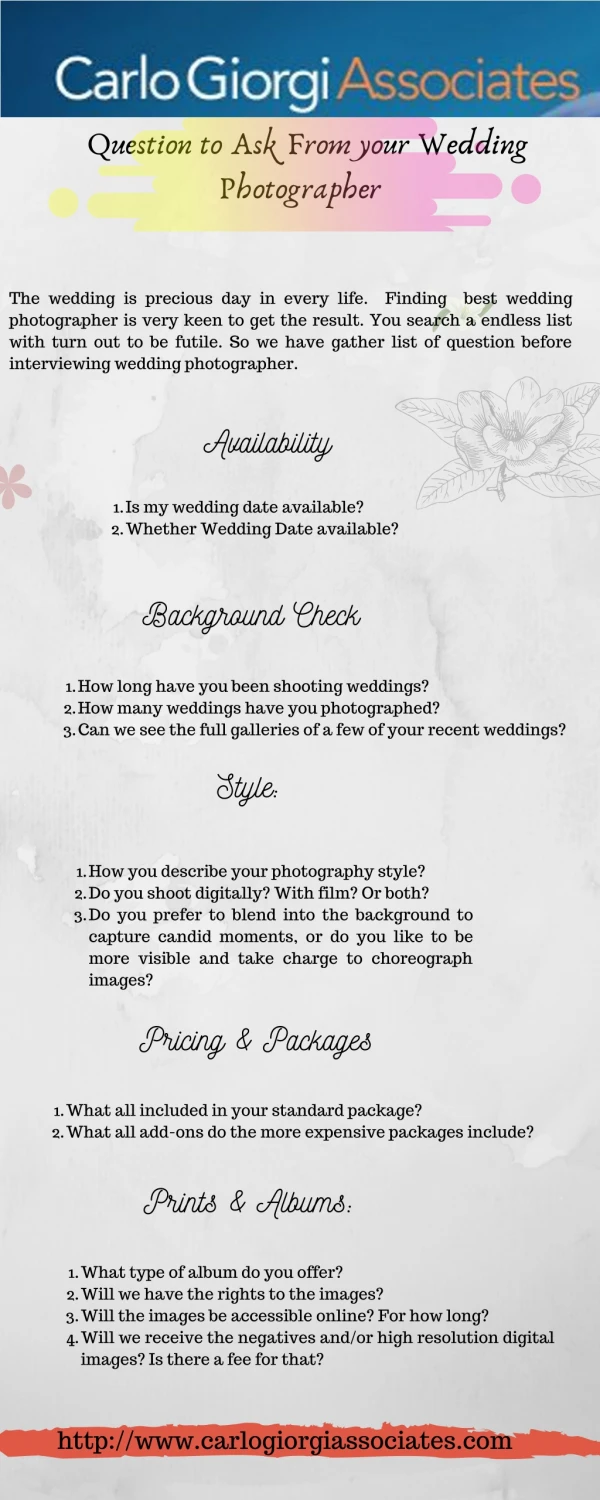 Question to be Ask to choose Best wedding Photographer