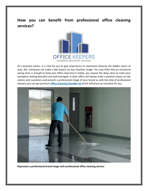 How you can benefit from professional office cleaning services