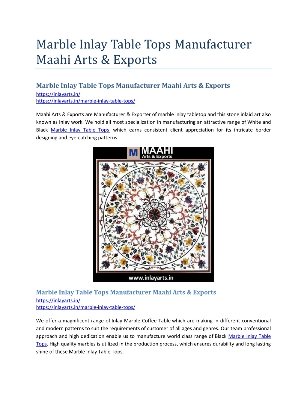 marble inlay table tops manufacturer maahi arts