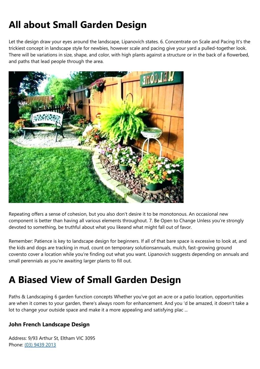 all about small garden design