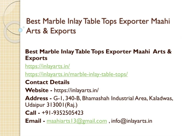 Best Marble Inlay Table Tops Exporter Maahi Arts & Exports