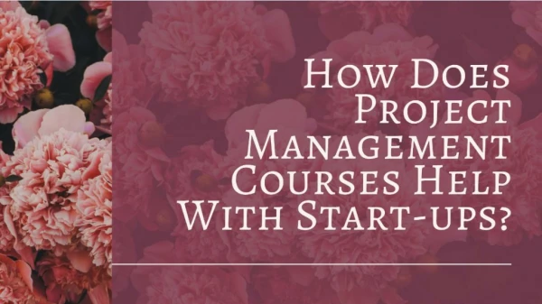 How Does Project Management Courses Help With Start-ups?