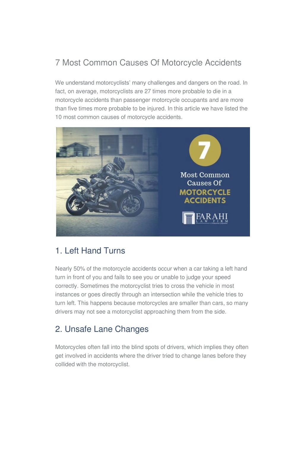 7 most common causes of motorcycle accidents