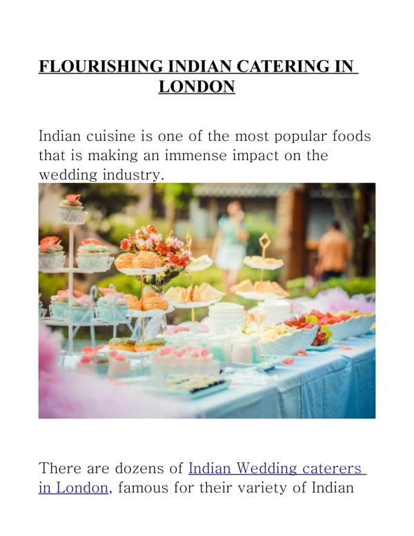 FLOURISHING INDIAN CATERING IN LONDON