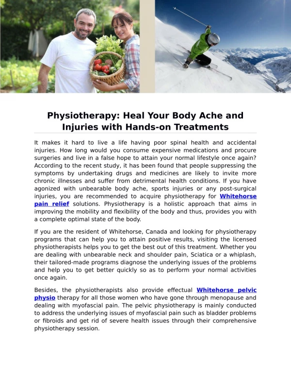 Physiotherapy: Heal Your Body Ache and Injuries with Hands-on Treatments