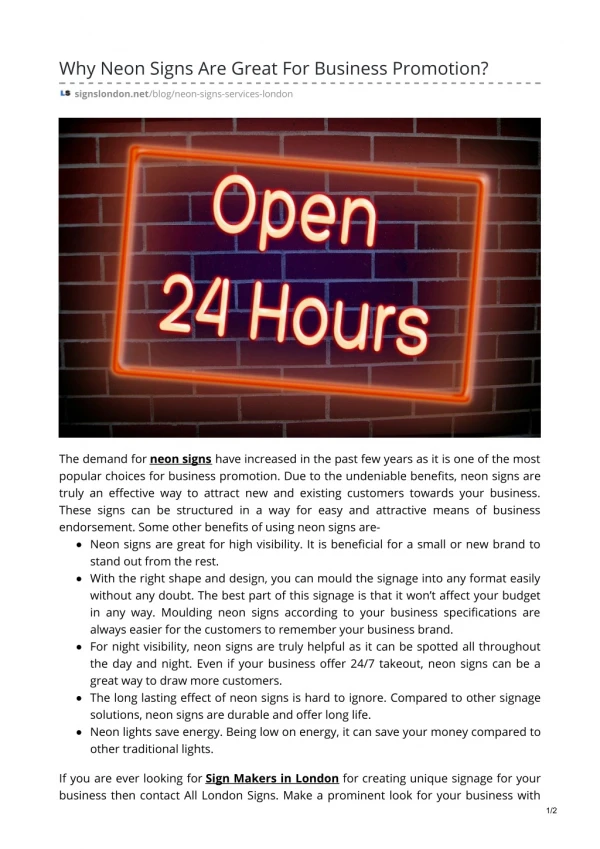 Why Neon Signs Are Great For Business Promotion?