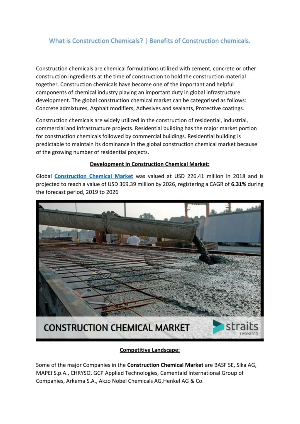 The Secret of Construction Chemical Market...